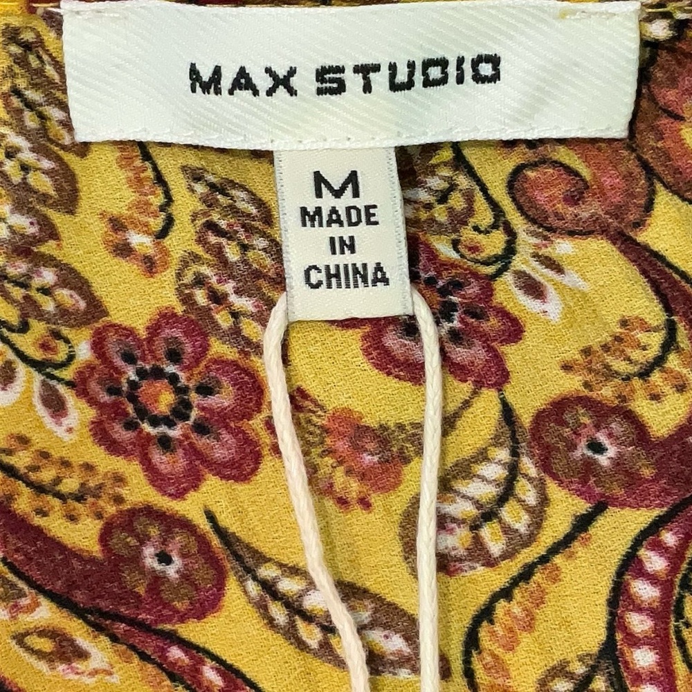 NWT $Max Studio Yellow and Red Patterned Blouse - Picture 7 of 7